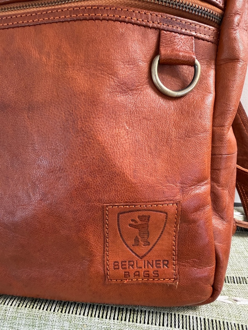 Berliner Bags Made in Germany Leather Backpack Laptop Bag Cognac Brown - Picture 2 of 9